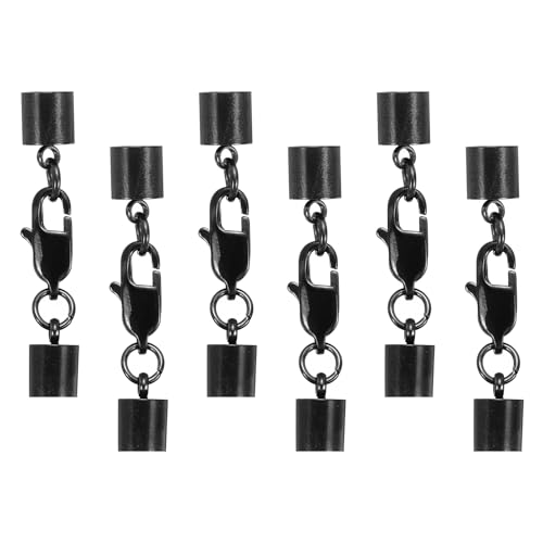 HARFINGTON Karabinerverschluss mit Kordel-Endkappen, 6 mm Innendurchmesser, Edelstahl-Halskettenenden, Leder-Faltschließe für Armbänder, Bastelarbeiten, Schmuckherstellung, Schwarz, 6 Stück (Stil 1) HARFINGTON Karabinerverschluss mit Kordel-Endkappen, 6 mm Innendurchmesser, Edelstahl-Halskettenenden, Leder-Faltschließe für Armbänder, Bastelarbeiten, Schmuckherstellung, Schwarz, 6 Stück (Stil 1) von HARFINGTON