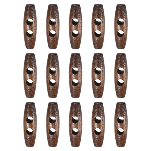 HARFINGTON Knebelknöpfe aus Holz, 40 mm, Doppelloch, Olivenhorn, Nähknöpfe für Mantel, Pullover, Kleidung, Basteln, Braun, 15 Stück HARFINGTON Knebelknöpfe aus Holz, 40 mm, Doppelloch, Olivenhorn, Nähknöpfe für Mantel, Pullover, Kleidung, Basteln, Braun, 15 Stück von HARFINGTON