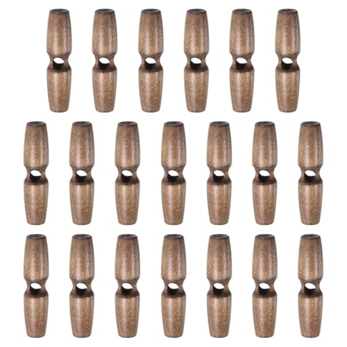 HARFINGTON Knebelknöpfe aus Holz, 55 mm, Einzelloch, Olivenhorn, Nähknöpfe für Mantel, Pullover, Kleidung, Basteln, Braun, 20 Stück von HARFINGTON