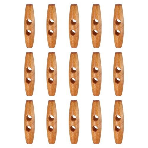 HARFINGTON Knebelknöpfe aus Holz, 60 mm, Doppelloch, Olivenhorn, Nähknöpfe für Mantel, Pullover, Kleidung, Basteln, Mittelbraun, 15 Stück HARFINGTON Knebelknöpfe aus Holz, 60 mm, Doppelloch, Olivenhorn, Nähknöpfe für Mantel, Pullover, Kleidung, Basteln, Mittelbraun, 15 Stück von HARFINGTON