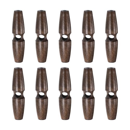 HARFINGTON Knebelknöpfe aus Holz, 60 mm, Einzelloch, Olivenhorn, Nähknöpfe für Mantel, Pullover, Kleidung, Basteln, Braun, 10 Stück von HARFINGTON