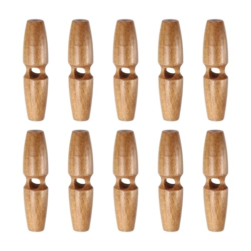 HARFINGTON Knebelknöpfe aus Holz, 60 mm, Einzelloch, Olivenhorn, Nähknöpfe für Mantel, Pullover, Kleidung, Basteln, Hellbraun, 10 Stück HARFINGTON Knebelknöpfe aus Holz, 60 mm, Einzelloch, Olivenhorn, Nähknöpfe für Mantel, Pullover, Kleidung, Basteln, Hellbraun, 10 Stück von HARFINGTON
