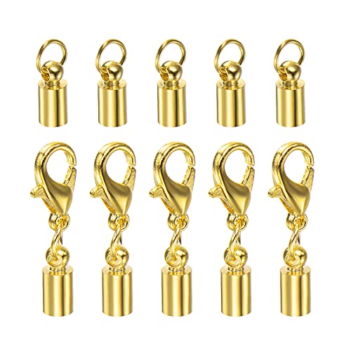 HARFINGTON Kordel-Endkappen, 3,5 mm, ID-Karabinerverschluss, Endkappen für DIY-Armbänder, Halsketten, goldfarben, 10 Stück HARFINGTON Kordel-Endkappen, 3,5 mm, ID-Karabinerverschluss, Endkappen für DIY-Armbänder, Halsketten, goldfarben, 10 Stück von HARFINGTON