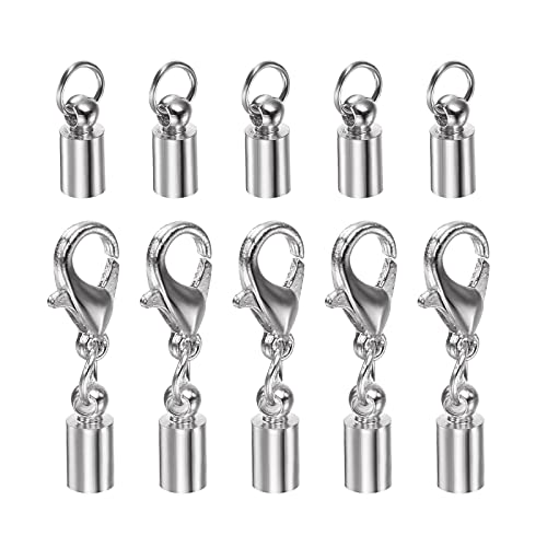 HARFINGTON Kordel-Endkappen, 3,5 mm, ID-Karabinerverschluss, Endkappen für DIY-Armbänder, Halsketten, silberfarben, 5 Stück HARFINGTON Kordel-Endkappen, 3,5 mm, ID-Karabinerverschluss, Endkappen für DIY-Armbänder, Halsketten, silberfarben, 5 Stück von HARFINGTON