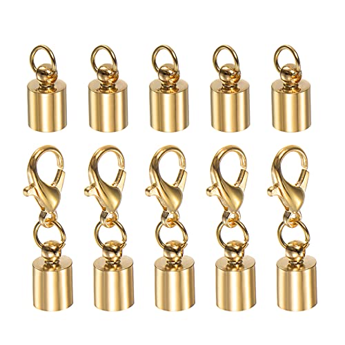 HARFINGTON Kordel-Endkappen, 5,5 mm, ID-Karabinerverschluss, Endkappen für DIY-Armbänder, Halsketten, Roségold, 10 Stück von HARFINGTON