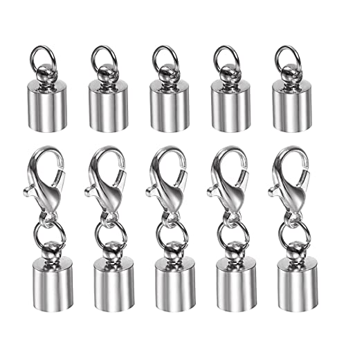 HARFINGTON Kordel-Endkappen, 5,5 mm, ID-Karabinerverschluss, Endkappen für DIY-Armbänder, Halsketten, silberfarben, 5 Stück HARFINGTON Kordel-Endkappen, 5,5 mm, ID-Karabinerverschluss, Endkappen für DIY-Armbänder, Halsketten, silberfarben, 5 Stück von HARFINGTON