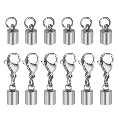 HARFINGTON Kordel-Endkappen, 5 mm, ID-Karabinerverschluss, Endkappen aus Edelstahl, für DIY-Armbänder, Halsketten, silberfarben, 6 Stück HARFINGTON Kordel-Endkappen, 5 mm, ID-Karabinerverschluss, Endkappen aus Edelstahl, für DIY-Armbänder, Halsketten, silberfarben, 6 Stück von HARFINGTON