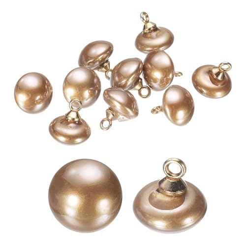HARFINGTON Kunststoffknöpfe, 10 mm, Pilz-Typ, gewölbt, rund, Nähzubehör, mit Goldschaft, für Jacke, Mantel, Hemd, Hochzeitskleider, Khaki, 10 Stück von HARFINGTON