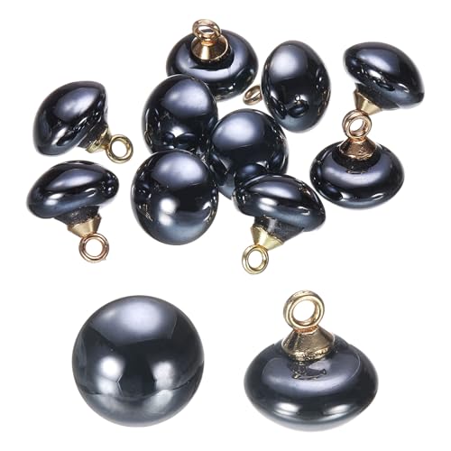 HARFINGTON Kunststoffknöpfe, 10 mm, Pilz-Typ, gewölbt, rund, Nähzubehör, mit Goldschaft, für Jacke, Mantel, Hemd, Hochzeitskleider, schwarz, 10 Stück HARFINGTON Kunststoffknöpfe, 10 mm, Pilz-Typ, gewölbt, rund, Nähzubehör, mit Goldschaft, für Jacke, Mantel, Hemd, Hochzeitskleider, schwarz, 10 Stück von HARFINGTON