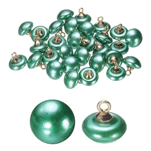HARFINGTON Kunststoffknöpfe, 10 mm, Pilzform, gewölbt, rund, Nähzubehör, mit Goldschaft, für Jacke, Mantel, Hemd, Hochzeitskleider, Grün, 30 Stück HARFINGTON Kunststoffknöpfe, 10 mm, Pilzform, gewölbt, rund, Nähzubehör, mit Goldschaft, für Jacke, Mantel, Hemd, Hochzeitskleider, Grün, 30 Stück von HARFINGTON