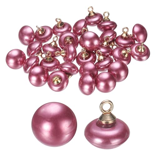 HARFINGTON Kunststoffknöpfe, 10 mm, Pilzform, gewölbt, rund, Nähzubehör, mit Goldschaft, für Jacke, Mantel, Hemd, Hochzeitskleider, Rot, 30 Stück von HARFINGTON