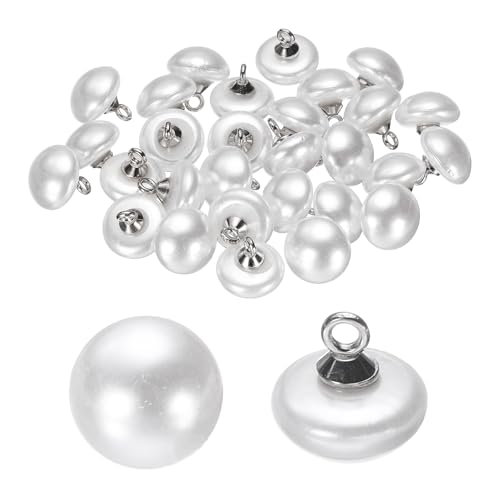 HARFINGTON Kunststoffknöpfe, 10 mm, Pilzform, gewölbt, rund, Nähzubehör, mit silbernem Schaft, für Jacke, Mantel, Hemd, Hochzeitskleider, Weiß, 30 Stück HARFINGTON Kunststoffknöpfe, 10 mm, Pilzform, gewölbt, rund, Nähzubehör, mit silbernem Schaft, für Jacke, Mantel, Hemd, Hochzeitskleider, Weiß, 30 Stück von HARFINGTON