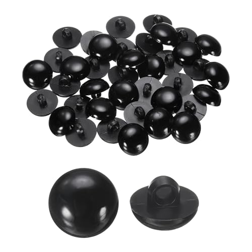 HARFINGTON Kunststoffknöpfe, 15 mm, Pilzform, gewölbt, rund, Nähzubehör, mit Schaft für Jacke, Mantel, Hemd, Hochzeitskleider, Schwarz, 50 Stück von HARFINGTON