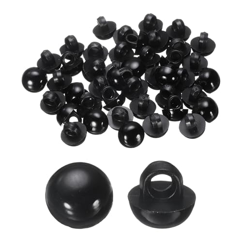 HARFINGTON Kunststoffknöpfe, 9 mm, gewölbt, rund, mit Schaft, für Jacke, Mantel, Hemd, Hochzeitskleider, Schwarz, 30 Stück von HARFINGTON