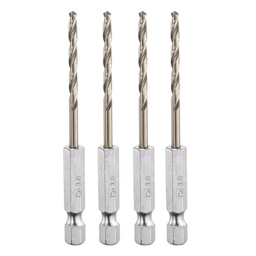 HARFINGTON M35 Kobalt-Spiralbohrer aus Hochgeschwindigkeitsstahl, 3 mm Durchmesser, mit Schnellwechsel, 6,35 mm Sechskantschaft, Bohrer-Bit für Metall, Stahl, Kupfer, Aluminium, Zinklegierung, 4 Stück HARFINGTON M35 Kobalt-Spiralbohrer aus Hochgeschwindigkeitsstahl, 3 mm Durchmesser, mit Schnellwechsel, 6,35 mm Sechskantschaft, Bohrer-Bit für Metall, Stahl, Kupfer, Aluminium, Zinklegierung, 4 Stück von HARFINGTON