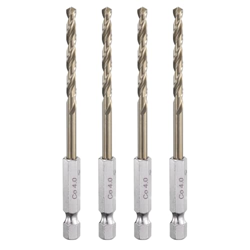 HARFINGTON M35 Kobalt-Spiralbohrer aus Hochgeschwindigkeitsstahl, 4 mm Durchmesser, mit Schnellwechsel, 6,35 mm Sechskantschaft, Bohrer-Bit für Metall, Stahl, Kupfer, Aluminium, Zinklegierung, 4 Stück HARFINGTON M35 Kobalt-Spiralbohrer aus Hochgeschwindigkeitsstahl, 4 mm Durchmesser, mit Schnellwechsel, 6,35 mm Sechskantschaft, Bohrer-Bit für Metall, Stahl, Kupfer, Aluminium, Zinklegierung, 4 Stück von HARFINGTON