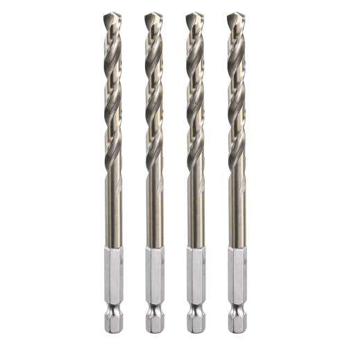 HARFINGTON M35 Kobalt-Spiralbohrer aus Hochgeschwindigkeitsstahl, 6,5 mm Durchmesser, mit Schnellwechsel, 6,35 mm Sechskantschaft, Bohrer für Metall, Stahl, Kupfer, Aluminium, Zinklegierung, 4 Stück HARFINGTON M35 Kobalt-Spiralbohrer aus Hochgeschwindigkeitsstahl, 6,5 mm Durchmesser, mit Schnellwechsel, 6,35 mm Sechskantschaft, Bohrer für Metall, Stahl, Kupfer, Aluminium, Zinklegierung, 4 Stück von HARFINGTON