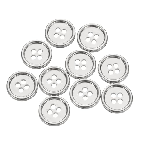 HARFINGTON Metall-Nähknöpfe, 15 mm, 4 Löcher, rund, für Anzug, Hemden, Mäntel, Kleidung, Nähknöpfe für Dekoration, Handwerk, Silber, 10 Stück HARFINGTON Metall-Nähknöpfe, 15 mm, 4 Löcher, rund, für Anzug, Hemden, Mäntel, Kleidung, Nähknöpfe für Dekoration, Handwerk, Silber, 10 Stück von HARFINGTON