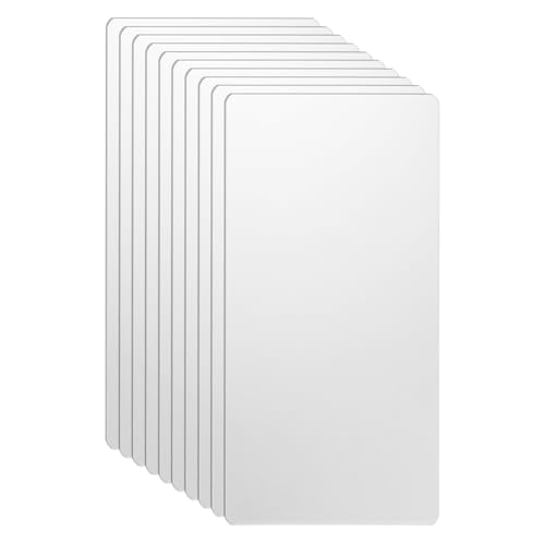 HARFINGTON Metall-Visitenkarten, 11,9 x 6,1 x 0,1 cm, 304 Edelstahl, Spiegel-Lasergravurkarten, benutzerdefinierte Rohlinge, CNC-Gravurbögen für Haus, Büro, DIY-Geschenkeinladungen, Weiß, 10 Stück von HARFINGTON