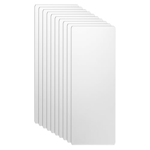 HARFINGTON Metall-Visitenkarten, 7,9 x 3 x 0,1 cm, 201 Edelstahl, Spiegel-Laser-Gravur, blanko, CNC-Gravur, Blatt, für Haus, Büro, DIY-Geschenkeinladungen, Weiß, 10 Stück von HARFINGTON