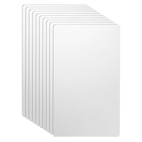 HARFINGTON Metall-Visitenkarten, 9,9 x 6,1 x 0,1 cm, 201 Edelstahl, Spiegel-Lasergravur, blanko, CNC-Gravur, Blatt, für Haus, Büro, DIY-Geschenkeinladungen, Weiß, 10 Stück von HARFINGTON