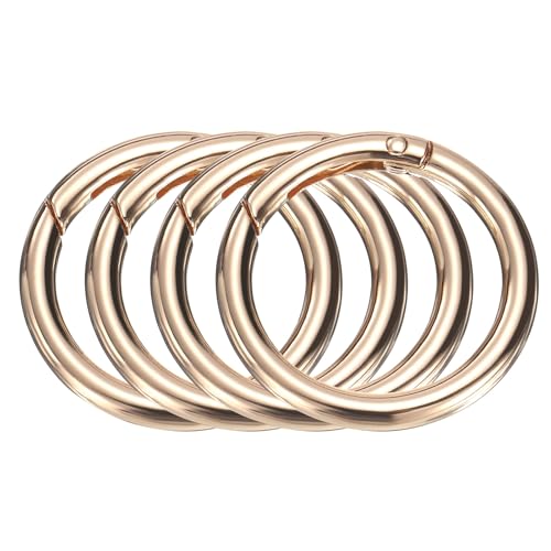 HARFINGTON Metallfeder-O-Ringe, 3 cm, Schnalle, runder Schnappclip für Schlüsselanhänger, Tasche, Geldbörse, Handtasche, Hellgold, 4 Stück von HARFINGTON