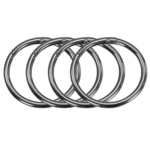 HARFINGTON Metallfeder-O-Ringe, 5,1 cm, Schnalle, runder Schnappclip für Schlüsselanhänger, Tasche, Geldbörse, Handtasche, Schwarz, 4 Stück HARFINGTON Metallfeder-O-Ringe, 5,1 cm, Schnalle, runder Schnappclip für Schlüsselanhänger, Tasche, Geldbörse, Handtasche, Schwarz, 4 Stück von HARFINGTON