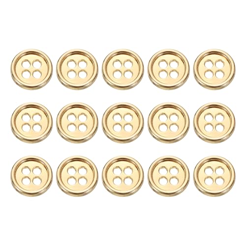 HARFINGTON Metallknöpfe, 10 mm, 4 Löcher, Legierung, runde Knöpfe, Basteln, Nähzubehör, für Kleidung, Basteln, Dekoration, Gold, 15 Stück HARFINGTON Metallknöpfe, 10 mm, 4 Löcher, Legierung, runde Knöpfe, Basteln, Nähzubehör, für Kleidung, Basteln, Dekoration, Gold, 15 Stück von HARFINGTON