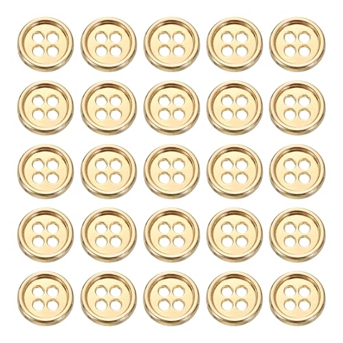 HARFINGTON Metallknöpfe, 10 mm, 4 Löcher, Legierung, runde Knöpfe, Basteln, Nähzubehör, für Kleidung, DIY, Basteln, Dekoration, Gold, 25 Stück HARFINGTON Metallknöpfe, 10 mm, 4 Löcher, Legierung, runde Knöpfe, Basteln, Nähzubehör, für Kleidung, DIY, Basteln, Dekoration, Gold, 25 Stück von HARFINGTON