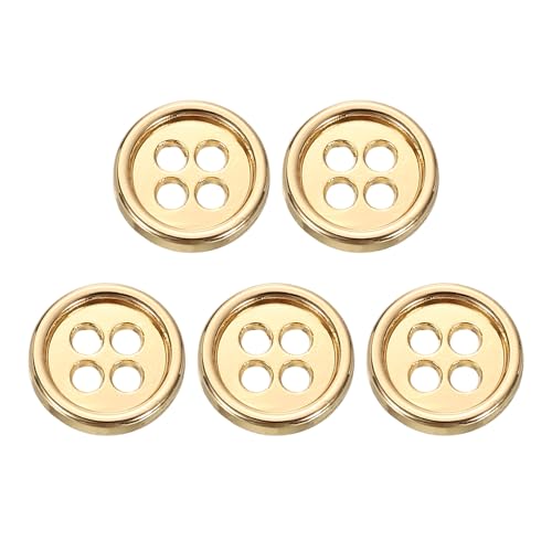 HARFINGTON Metallknöpfe, 10 mm, 4 Löcher, Legierung, runde Knöpfe, Basteln, Nähzubehör, für Kleidung, DIY, Basteln, Dekoration, Gold, 5 Stück HARFINGTON Metallknöpfe, 10 mm, 4 Löcher, Legierung, runde Knöpfe, Basteln, Nähzubehör, für Kleidung, DIY, Basteln, Dekoration, Gold, 5 Stück von HARFINGTON