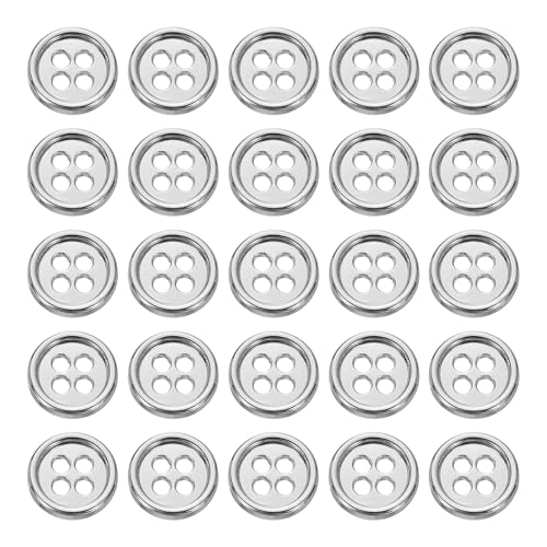 HARFINGTON Metallknöpfe, 10 mm, 4 Löcher, Legierung, runde Knöpfe, Basteln, Nähzubehör, für Kleidung, DIY, Basteln, Dekoration, Weiß, 25 Stück HARFINGTON Metallknöpfe, 10 mm, 4 Löcher, Legierung, runde Knöpfe, Basteln, Nähzubehör, für Kleidung, DIY, Basteln, Dekoration, Weiß, 25 Stück von HARFINGTON