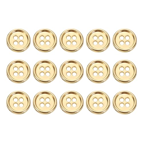 HARFINGTON Metallknöpfe, 11,5 mm, 4 Löcher, Legierung, runde Knöpfe, Basteln, Nähzubehör, für Kleidung, Basteln, Dekoration, Gold, 15 Stück HARFINGTON Metallknöpfe, 11,5 mm, 4 Löcher, Legierung, runde Knöpfe, Basteln, Nähzubehör, für Kleidung, Basteln, Dekoration, Gold, 15 Stück von HARFINGTON