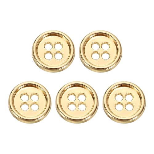 HARFINGTON Metallknöpfe, 11,5 mm, 4 Löcher, Legierung, runde Knöpfe, Basteln, Nähzubehör, für Kleidung, Basteln, Dekoration, Gold, 5 Stück HARFINGTON Metallknöpfe, 11,5 mm, 4 Löcher, Legierung, runde Knöpfe, Basteln, Nähzubehör, für Kleidung, Basteln, Dekoration, Gold, 5 Stück von HARFINGTON