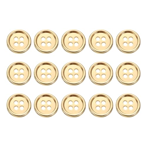 HARFINGTON Metallknöpfe, 12,5 mm, 4 Löcher, Legierung, runde Knöpfe, Basteln, Nähzubehör, für Kleidung, Basteln, Dekoration, Gold, 15 Stück HARFINGTON Metallknöpfe, 12,5 mm, 4 Löcher, Legierung, runde Knöpfe, Basteln, Nähzubehör, für Kleidung, Basteln, Dekoration, Gold, 15 Stück von HARFINGTON