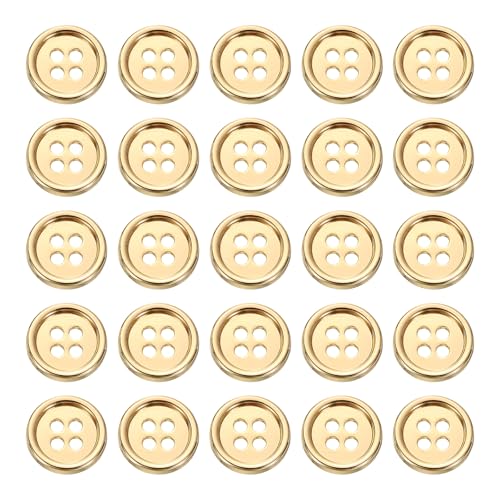 HARFINGTON Metallknöpfe, 12,5 mm, 4 Löcher, Legierung, runde Knöpfe, Basteln, Nähzubehör, für Kleidung, Basteln, Dekoration, Gold, 25 Stück HARFINGTON Metallknöpfe, 12,5 mm, 4 Löcher, Legierung, runde Knöpfe, Basteln, Nähzubehör, für Kleidung, Basteln, Dekoration, Gold, 25 Stück von HARFINGTON