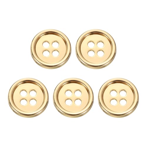 HARFINGTON Metallknöpfe, 12,5 mm, 4 Löcher, Legierung, runde Knöpfe, Basteln, Nähzubehör, für Kleidung, Basteln, Dekoration, Gold, 5 Stück HARFINGTON Metallknöpfe, 12,5 mm, 4 Löcher, Legierung, runde Knöpfe, Basteln, Nähzubehör, für Kleidung, Basteln, Dekoration, Gold, 5 Stück von HARFINGTON