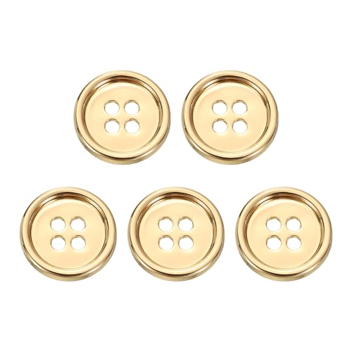 HARFINGTON Metallknöpfe, 15 mm, 4 Löcher, Legierung, runde Knöpfe, Basteln, Nähzubehör, für Kleidung, DIY, Basteln, Dekoration, Gold, 5 Stück HARFINGTON Metallknöpfe, 15 mm, 4 Löcher, Legierung, runde Knöpfe, Basteln, Nähzubehör, für Kleidung, DIY, Basteln, Dekoration, Gold, 5 Stück von HARFINGTON