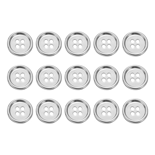 HARFINGTON Metallknöpfe, 15 mm, 4 Löcher, Legierung, runde Knöpfe, Nähzubehör, für Kleidung, DIY, Basteln, Dekoration, Weiß, 15 Stück HARFINGTON Metallknöpfe, 15 mm, 4 Löcher, Legierung, runde Knöpfe, Nähzubehör, für Kleidung, DIY, Basteln, Dekoration, Weiß, 15 Stück von HARFINGTON