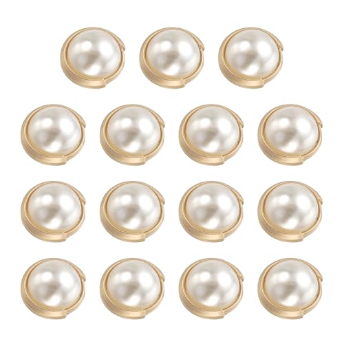 HARFINGTON Metallknöpfe, 15 mm, Zinklegierung, runde Knöpfe, Perlen, Nähzubehör, für Jacken, Kleidung, DIY, Basteln, Dekoration, Gold, 15 Stück von HARFINGTON