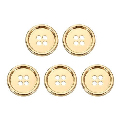 HARFINGTON Metallknöpfe, 18 mm, 4 Löcher, Legierung, runde Knöpfe, Basteln, Nähzubehör, für Kleidung, DIY, Basteln, Dekoration, Gold, 5 Stück HARFINGTON Metallknöpfe, 18 mm, 4 Löcher, Legierung, runde Knöpfe, Basteln, Nähzubehör, für Kleidung, DIY, Basteln, Dekoration, Gold, 5 Stück von HARFINGTON