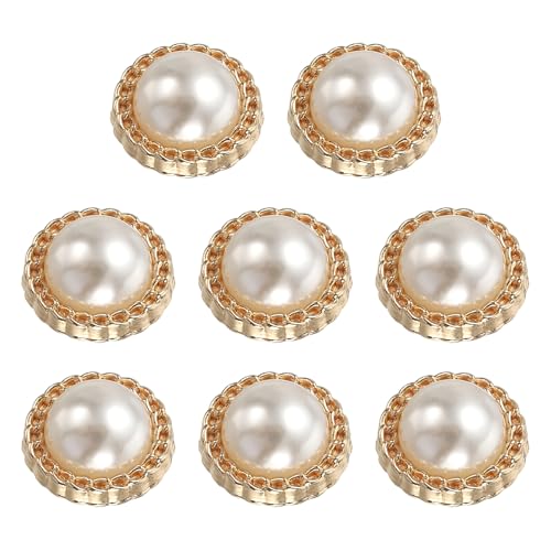 HARFINGTON Metallknöpfe, 18 mm, Zinklegierung, runde Knöpfe, Perlen, Nähzubehör für Hemd, Kleid, Basteln, Kleidung, Dekoration, Gold, 8 Stück von HARFINGTON