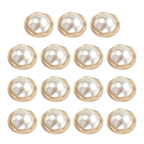 HARFINGTON Metallknöpfe, 18 mm, Zinklegierung, runde Knöpfe, Perlen, Nähzubehör für Hemden, Basteln, Basteln, Kleidung, Dekoration, Gold, 15 Stück von HARFINGTON
