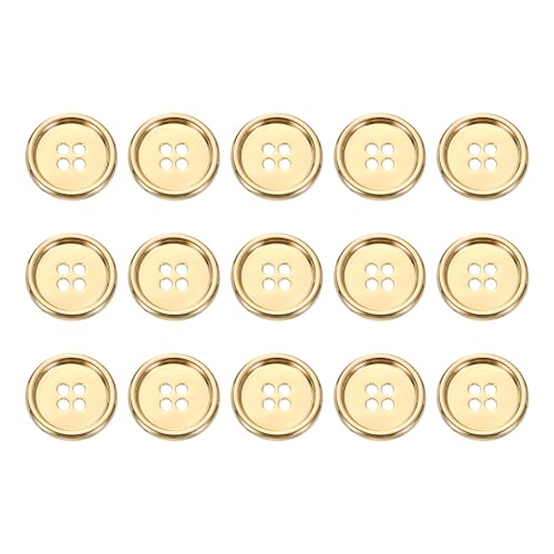 HARFINGTON Metallknöpfe, 20 mm, 4 Löcher, Legierung, runde Knöpfe, Basteln, Nähzubehör, für Kleidung, Basteln, Dekoration, Gold, 15 Stück HARFINGTON Metallknöpfe, 20 mm, 4 Löcher, Legierung, runde Knöpfe, Basteln, Nähzubehör, für Kleidung, Basteln, Dekoration, Gold, 15 Stück von HARFINGTON