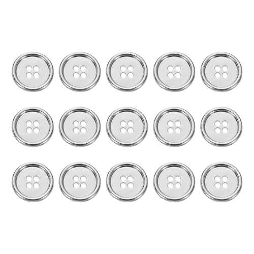 HARFINGTON Metallknöpfe, 20 mm, 4 Löcher, Legierung, runde Knöpfe, Basteln, Nähzubehör, für Kleidung, DIY, Basteln, Dekoration, Weiß, 15 Stück HARFINGTON Metallknöpfe, 20 mm, 4 Löcher, Legierung, runde Knöpfe, Basteln, Nähzubehör, für Kleidung, DIY, Basteln, Dekoration, Weiß, 15 Stück von HARFINGTON