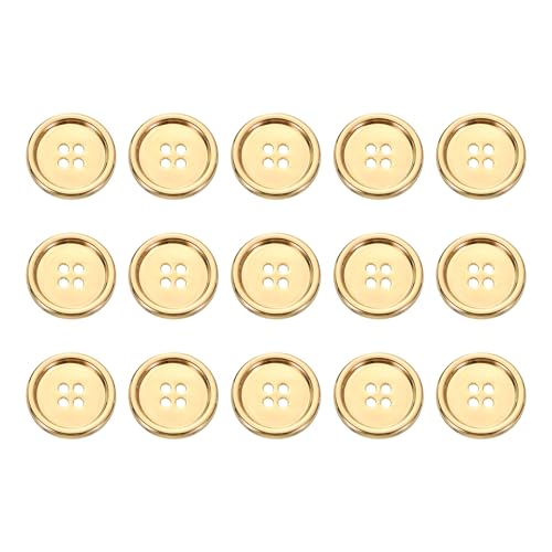 HARFINGTON Metallknöpfe, 23 mm, 4 Löcher, Legierung, runde Knöpfe, Basteln, Nähzubehör, für Kleidung, Basteln, Dekoration, Gold, 15 Stück HARFINGTON Metallknöpfe, 23 mm, 4 Löcher, Legierung, runde Knöpfe, Basteln, Nähzubehör, für Kleidung, Basteln, Dekoration, Gold, 15 Stück von HARFINGTON