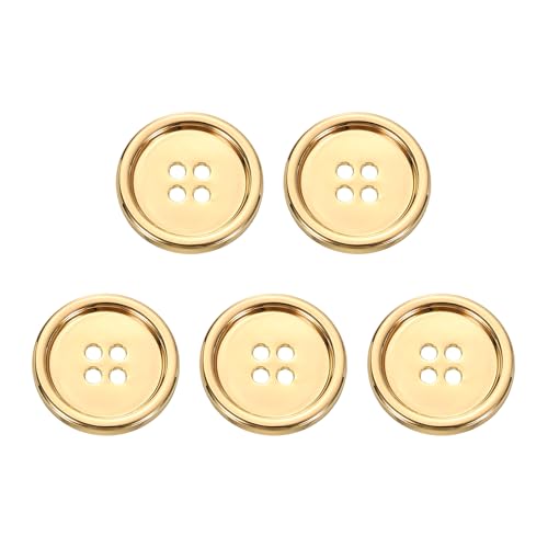 HARFINGTON Metallknöpfe, 23 mm, 4 Löcher, Legierung, runde Knöpfe, Basteln, Nähzubehör, für Kleidung, DIY, Basteln, Dekoration, Gold, 5 Stück HARFINGTON Metallknöpfe, 23 mm, 4 Löcher, Legierung, runde Knöpfe, Basteln, Nähzubehör, für Kleidung, DIY, Basteln, Dekoration, Gold, 5 Stück von HARFINGTON