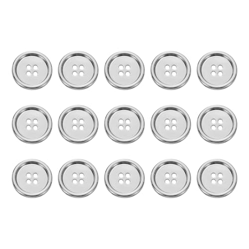 HARFINGTON Metallknöpfe, 23 mm, 4 Löcher, Legierung, runde Knöpfe, Basteln, Nähzubehör, für Kleidung, DIY, Basteln, Dekoration, Weiß, 15 Stück HARFINGTON Metallknöpfe, 23 mm, 4 Löcher, Legierung, runde Knöpfe, Basteln, Nähzubehör, für Kleidung, DIY, Basteln, Dekoration, Weiß, 15 Stück von HARFINGTON