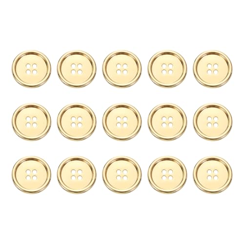 HARFINGTON Metallknöpfe, 25 mm, 4 Löcher, Legierung, runde Knöpfe, Basteln, Nähzubehör, für Kleidung, Basteln, Dekoration, Gold, 15 Stück HARFINGTON Metallknöpfe, 25 mm, 4 Löcher, Legierung, runde Knöpfe, Basteln, Nähzubehör, für Kleidung, Basteln, Dekoration, Gold, 15 Stück von HARFINGTON