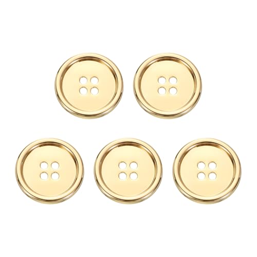 HARFINGTON Metallknöpfe, 25 mm, 4 Löcher, Legierung, runde Knöpfe, Basteln, Nähzubehör, für Kleidung, DIY, Basteln, Dekoration, Gold, 5 Stück HARFINGTON Metallknöpfe, 25 mm, 4 Löcher, Legierung, runde Knöpfe, Basteln, Nähzubehör, für Kleidung, DIY, Basteln, Dekoration, Gold, 5 Stück von HARFINGTON