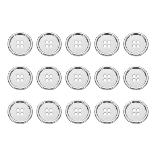 HARFINGTON Metallknöpfe, 25 mm, 4 Löcher, Legierung, runde Knöpfe, Basteln, Nähzubehör, für Kleidung, DIY, Basteln, Dekoration, Weiß, 15 Stück HARFINGTON Metallknöpfe, 25 mm, 4 Löcher, Legierung, runde Knöpfe, Basteln, Nähzubehör, für Kleidung, DIY, Basteln, Dekoration, Weiß, 15 Stück von HARFINGTON
